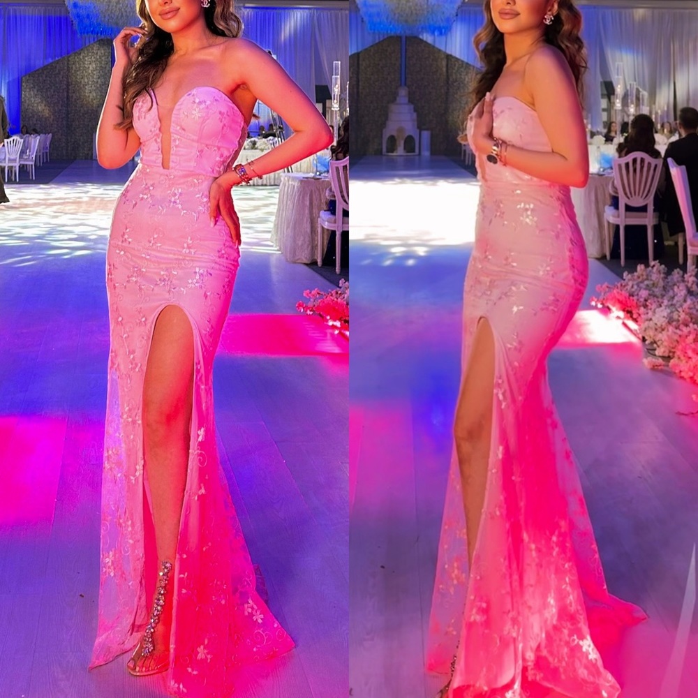 Split thigh mesh tube dress